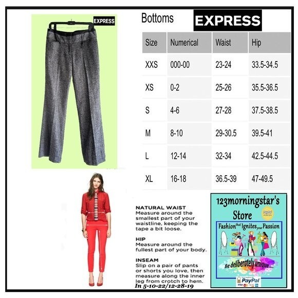 EXPRESS NEW Minimalist EDITOR Herringbone Faux Leather Trim Wide Leg Trouser 6 - Picture 12 of 12